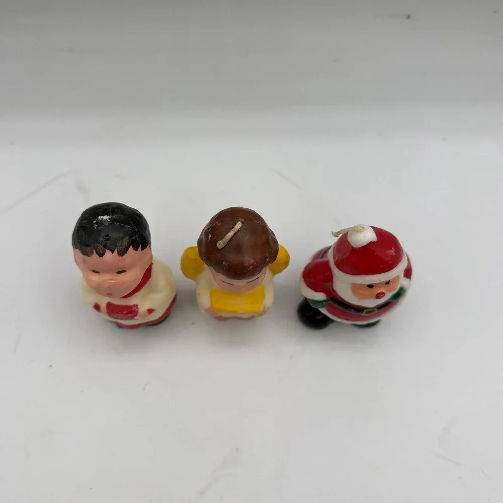 Lot of 3 Vintage Christmas Candles Santa Choir Boys‎ Unburned